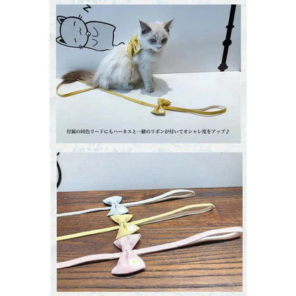[運送免除][7月新品]猫 犬 ハーネス リード ペット 服 リボン フラワー ウェアハーネス 胴輪 キャット ドッグ メッシュ h0366