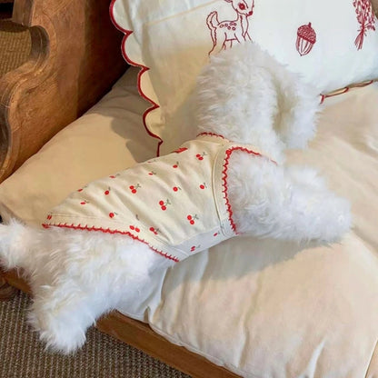 可愛いチェリー春夏キャミソール犬の服ベスト通気性薄いペットの猫の服クマのテディボミより