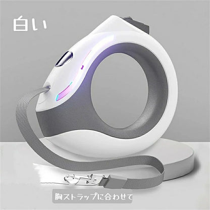 売れ ワンボタンリード (自動伸縮リード) 犬 リード 自動伸縮犬用ロングリード 中大型犬 暴れるダッシュを防止 LEDライト付き 長さ3ｍ