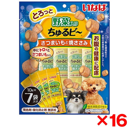 <a href="https://www.qoo10.jp/gmkt.inc/Search/brand.aspx?brandno=77771" target="_blank" class="title_brand" id="btn_brand" title="いなばペットフード">いなばペットフード</a>16個セット いなば ちゅるビ～さつまいもと焼ささみ 10g×7袋