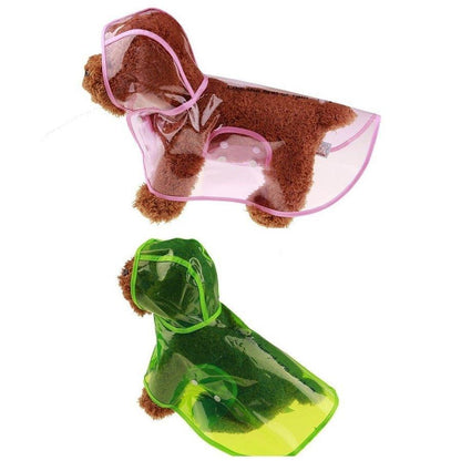 ペットファッション 犬用レインコート レインポンチョ ポンチョ型 ドッグウェア 雨具 カッパ レインウェア スケルトン 半透明 パーカー 帽子付き