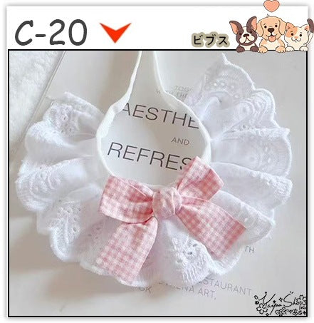 【3+1枚 / 5+2枚】超人気のインスタイルフラワービブ猫唾液タオル純粋な手作り犬用ビブペット織りネックスカーフ