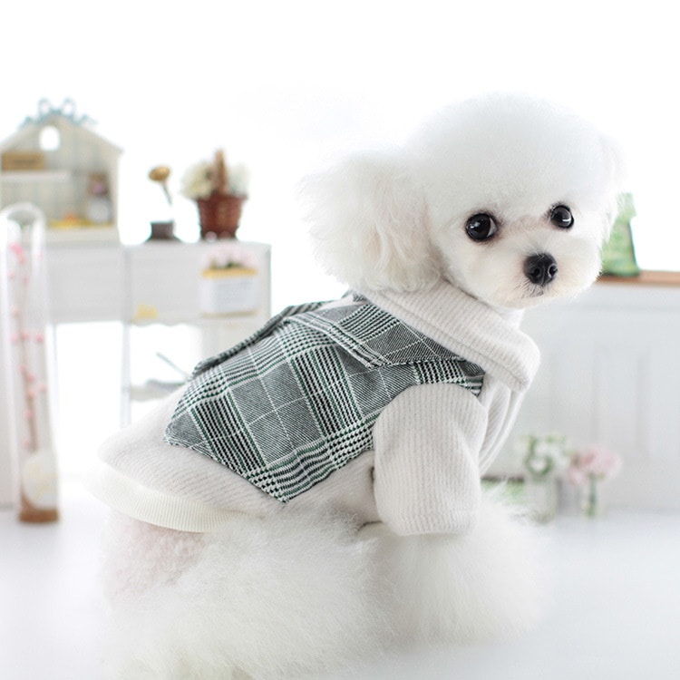 犬服ペット犬冬カレッジスタイルスーツ猫スカートテディビションプードル冬服新品！
