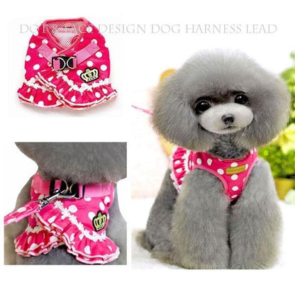 犬 ハーネス 犬ハーネスリードセット 犬のハーネスリードセット 犬用ハーネス おしゃれ リボン 犬 服 犬服 ドレス ワンピース 小型犬 中型犬 脱げない