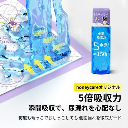 <a href="https://www.qoo10.jp/gmkt.inc/Search/brand.aspx?brandno=109151" target="_blank" class="title_brand" id="btn_brand" title="Honeycare">Honeycare</a>ペットシーツ 薄型 うす型 横漏れ防止 ペットシート犬猫 サイズ選択可 レギュラー400枚 ワイド200枚 スーパーワイド100枚