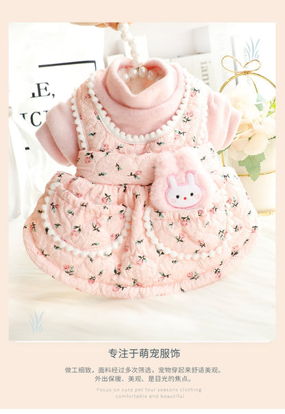 2色XS-XLあたたまることスエード入り厚手タイプ犬の服かわいい猫の新生ミルク犬のミルク猫のプリンセスワンピース子犬マシュマロ小型犬ペットテディ服キャミソール甘い猫犬服CXDZ63