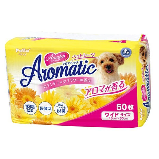 <a href="https://www.qoo10.jp/gmkt.inc/Search/brand.aspx?brandno=66334" target="_blank" class="title_brand" id="btn_brand" title="ペティオ">ペティオ</a>エアセレブ アロマティック ペットシーツ ワイド 50枚 犬猫用 ネコ シーツ ワイド 香料付 高分