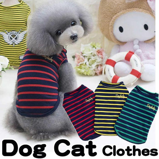 新商品プロモーション，数量限定 犬 猫 服 ウェア ペット ドッグ ドッグウェア 小型犬 中型犬 ボーダー タンクトップ犬 猫