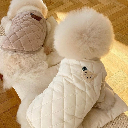 犬 服 ジャケット コート クマ 犬の服 オシャレ 防寒 キルティング ダウン風ジャケット 冬 防寒 冬服 冬物