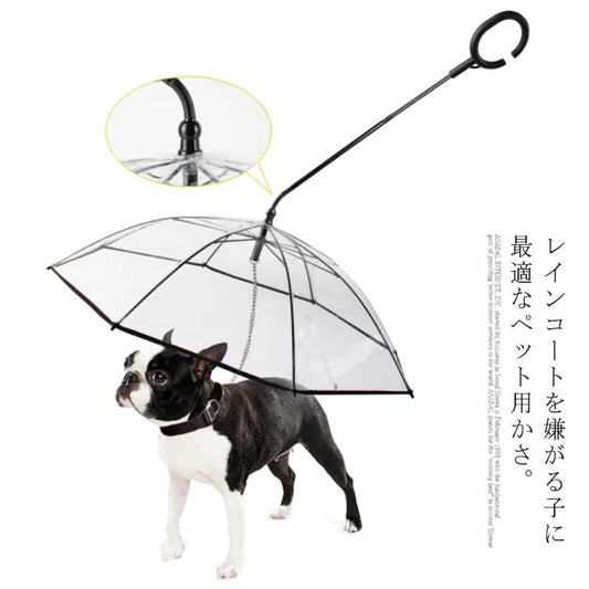 雨具 ペット用 散歩 クリア 犬 中型犬 いぬ お出かけzq リード付き傘 アンブレラ レイングッズ