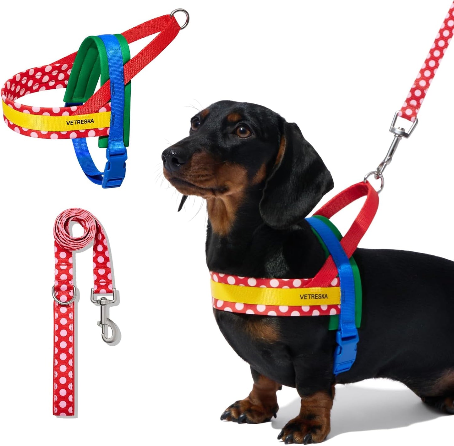 ベトレスカ ハーネス CHROMA ハーネスリード リュックセット 可愛い 犬用散歩 トレーニング用 調節可能 咳き込み軽減 簡単なコントロール 抜けない 通気性 簡単着脱 おしゃれ 柔らかなパッド