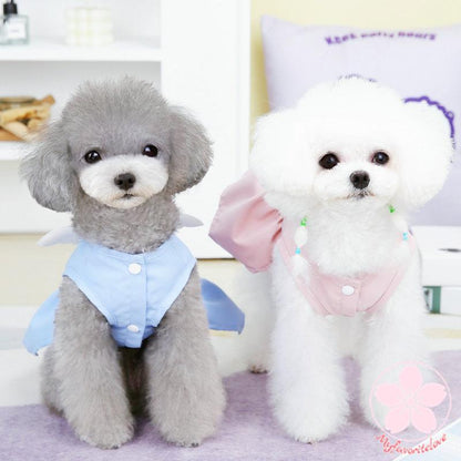 新作登場 ペット服 安い 犬 春 夏 秋 天使の羽 ワンピース フリル ウェアハーネス かわいい 可愛い 猫 ドッグウェア