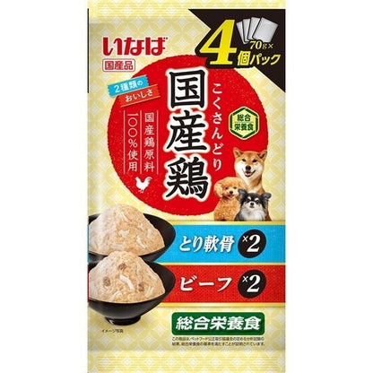 <a href="https://www.qoo10.jp/gmkt.inc/Search/brand.aspx?brandno=77771" target="_blank" class="title_brand" id="btn_brand" title="いなばペットフード">いなばペットフード</a>国産鶏 とり軟骨ビーフバラエティ 70g4袋