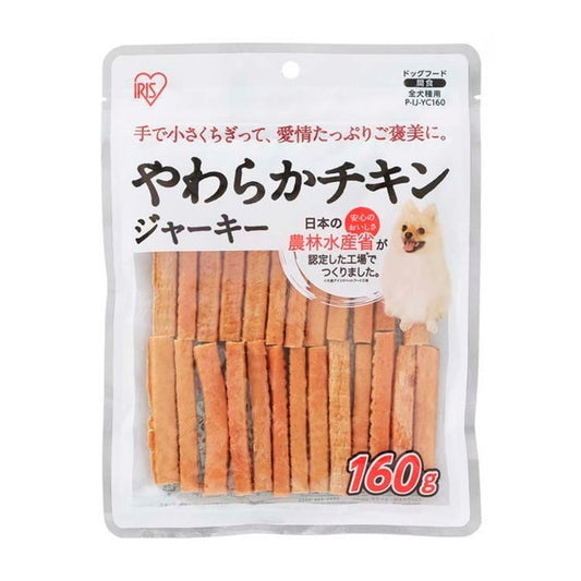 <a href="https://www.qoo10.jp/gmkt.inc/Search/brand.aspx?brandno=49458" target="_blank" class="title_brand" id="btn_brand" title="アイリスオーヤマ">アイリスオーヤマ</a>P-IJ-YC160 やわらかチキンジャーキー 160g