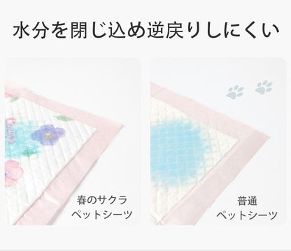 ペットシーツ サクラ柄入り ペットシート薄型　サイズ選択可 レギュラー ワイド スーパーワイド かわいいな柄付き