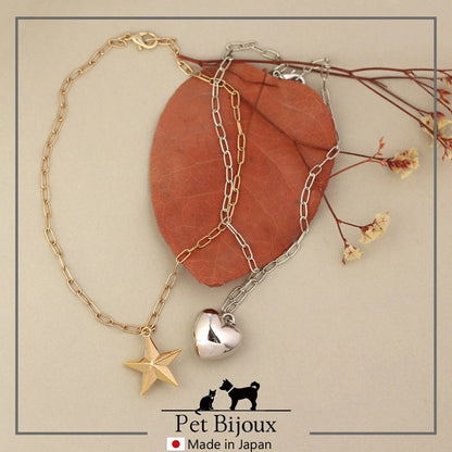 <a href="https://www.qoo10.jp/gmkt.inc/Search/brand.aspx?brandno=121124" target="_blank" class="title_brand" id="btn_brand" title="MELODY ACCESSORY">MELODY ACCESSORY</a>K18GP 送料無料 ドッグアクセサリー 犬用 ネックレス 首輪 チョーカー 犬 いぬ DOG ねこ 猫 ペット チェーン ハート 星 スター シンプル 小型犬 中型犬 か
