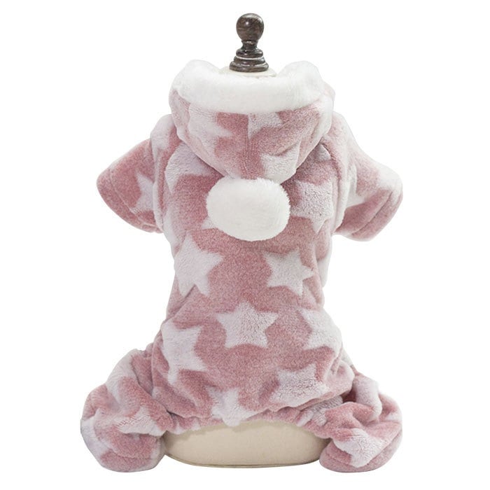 [赤字販売*3日間発送]ドッグウェア 犬服 カバーオール パーカー 星柄 フード付き つなぎ ロンパース パジャマ 星模様 スター 部屋着 オールインワン 冬 冬用