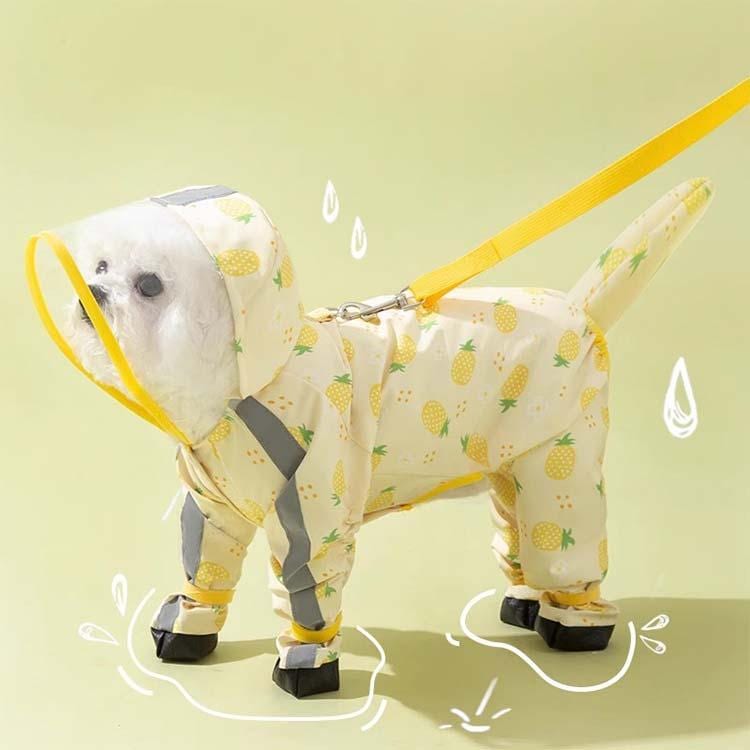 犬 レインコート ドッグウェア 犬用 犬服 防水ウェア 4本足 梅雨対策 雨具 ワンちゃん 服 リード穴有り 調整ベルク カッパ フード付き 脱着簡単