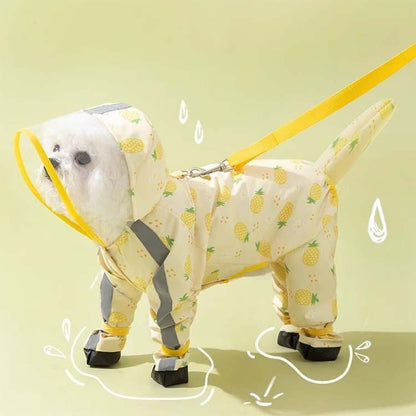 犬 レインコート ドッグウェア 犬用 犬服 防水ウェア 4本足 梅雨対策 雨具 ワンちゃん 服 リード穴有り 調整ベルク カッパ フード付き 脱着簡単