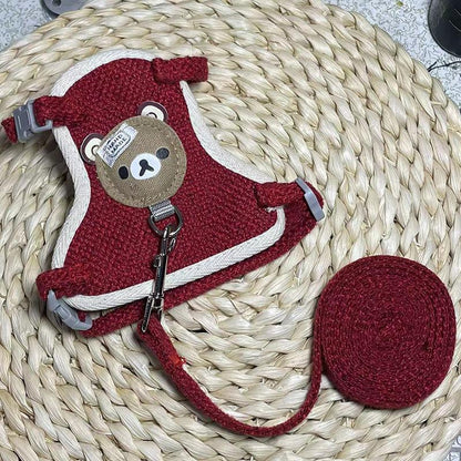 新商品プロモーション，数量限定 ペット用品 ハーネスとリード２点セット 犬用 猫用 犬猫兼用 全６色 素材ポリエステル綿混紡 麻　リード長さ110cmリード幅Sサイズ1cm Mサイズ1ペット用品 ハ