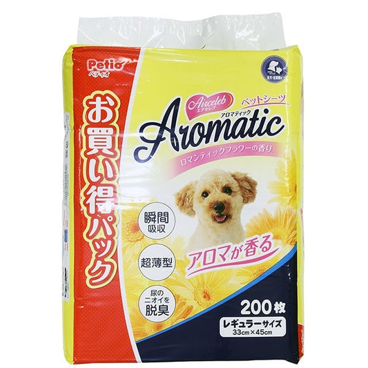 <a href="https://www.qoo10.jp/gmkt.inc/Search/brand.aspx?brandno=66334" target="_blank" class="title_brand" id="btn_brand" title="ペティオ">ペティオ</a>エアセレブアロマティックペットシーツ レギュラー200枚お買い得パック 綿状パルプと高分子吸収体 ポ
