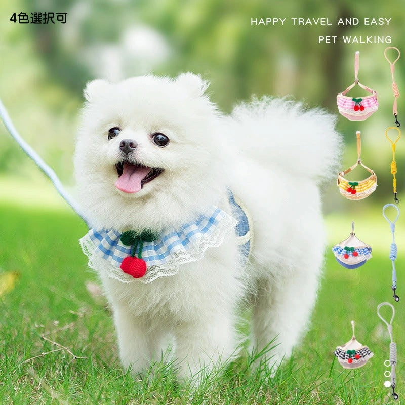 超人気 2025新作 リード ハーネス 猫 犬 キャット ペット用 小型犬 チェーン 子犬 チェリー 安心散歩 おしゃれ かわいい 脱げない 愛犬 リード ペット 散歩 補助 ピンク ブルー イエロー
