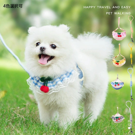 超人気 2025新作 リード ハーネス 猫 犬 キャット ペット用 小型犬 チェーン 子犬 チェリー 安心散歩 おしゃれ かわいい 脱げない 愛犬 リード ペット 散歩 補助 ピンク ブルー イエロー