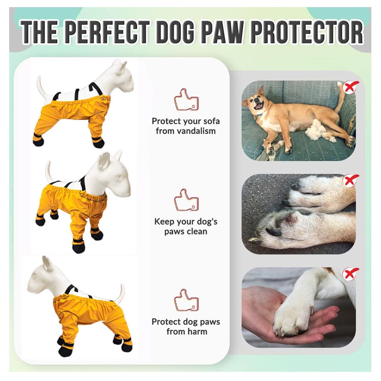 特売セール犬用レッグカバー スペンダー付き犬用パンツ 調節可能 防水 滑り止め 脱げない 犬服 犬用レッグカバー 犬 レインパンツ 犬用シューズ 屋外四本足パンツ 汚れ防止 肉球保護 サスペンダー付き