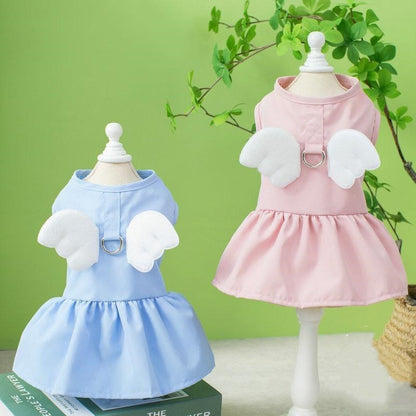 新作登場 ペット服 安い 犬 春 夏 秋 天使の羽 ワンピース フリル ウェアハーネス かわいい 可愛い 猫 ドッグウェア