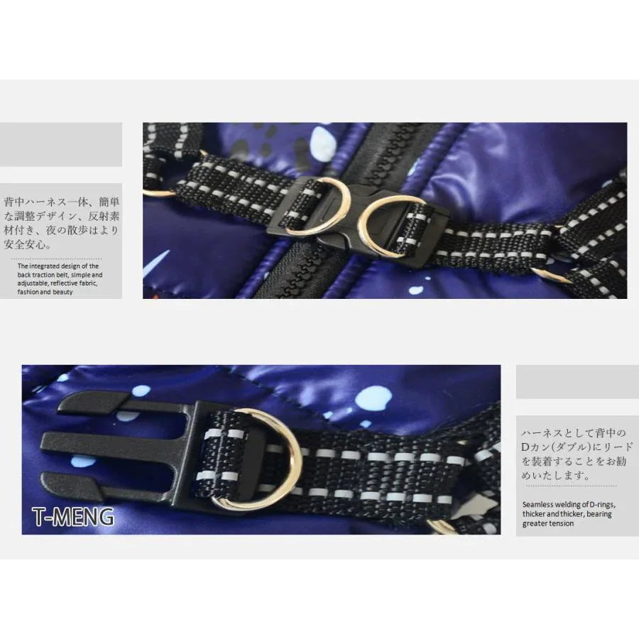 新作登場 ペットベスト ダウン風ベスト ドッグウェア 犬用アウター ペット服とハーネス一体 コート 中綿 秋冬服 小型犬 中型犬 ジップアップ 防寒 温かい 犬猫用