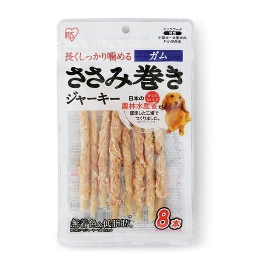 <a href="https://www.qoo10.jp/gmkt.inc/Search/brand.aspx?brandno=49458" target="_blank" class="title_brand" id="btn_brand" title="アイリスオーヤマ">アイリスオーヤマ</a>P-IJ-GMN8 ささみ巻きジャーキーガム (8本)