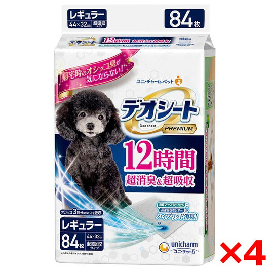 <a href="https://www.qoo10.jp/gmkt.inc/Search/brand.aspx?brandno=18151" target="_blank" class="title_brand" id="btn_brand" title="ユニ・チャーム">ユニ・チャーム</a>4個セット デオシート Premium 12時間超消臭&超吸収 レギュラー 84枚