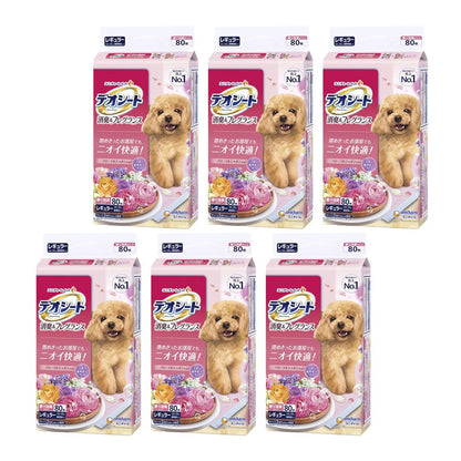 <a href="https://www.qoo10.jp/gmkt.inc/Search/brand.aspx?brandno=77536" target="_blank" class="title_brand" id="btn_brand" title="デオシート">デオシート</a>ペットシーツ　消臭＆フレグランス　フローラルシャボンの香り　レギュラー　８０枚X６　ＣＲＣ40―25―10―10―00