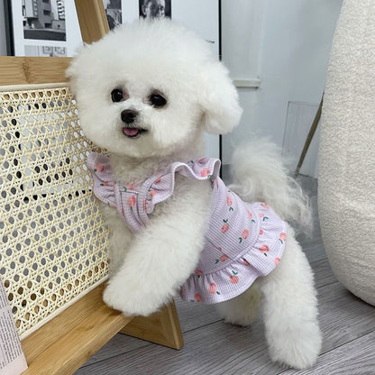 【新作犬猫服 登場】 犬服 ペット服 犬 洋服 ペット服春夏新作フライスリーブショートスカート子犬犬薄型ユニバーサルベスト