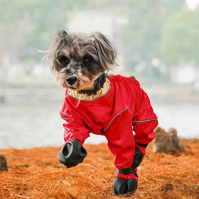 防水 犬 犬用レッグカバー サスペンダー付き防水犬用ブーツ レインコート 調節可能 脱げない 犬服 新作 セール 犬用レッグカバー 滑り止め レインパンツ