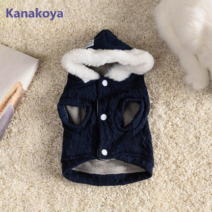 犬服 ペットウェア 秋 冬 裏ボア 裏起毛 保温 防寒 ニット フード付 あったか ドッグウェア 小型犬 中型犬 愛犬 猫 旅行 お出掛け お散歩
