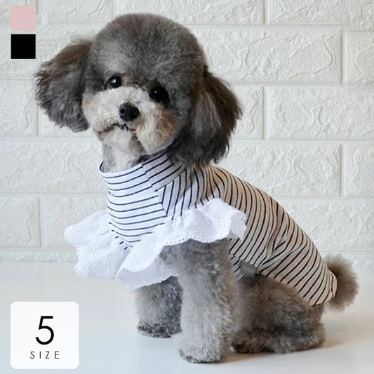 ペットウェア新作秋冬 ペット服　犬猫服　快適で可愛い ペット用品 ペットグッズ ペットウエア コスチューム ボーダー ハイネック フリル レース シンプルペットウェア