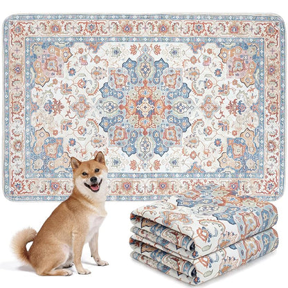【即納】ULIGOTA洗える ペットシーツ 犬 猫用 洗えるペットマット おしっこマット ペットマット エスニック柄 下敷きマット 洗える 速乾 繰り返し使える（102×67cm ベージュ）