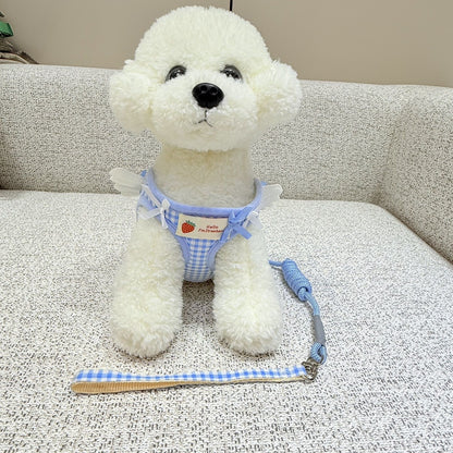 新しい犬の胸の背中のかわいいペットのベスト式の小型犬の牽引紐は犬のひもの翼のレースを散歩します メガ割ワンピースパンツトートバッグ