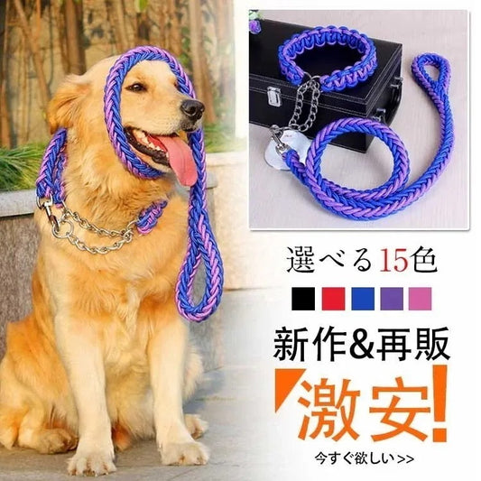 メガ割2025福袋-リードと首輪セット 犬 ドッグ リード 首輪 2点セット ドック用品 犬用 首輪 リード リードセッ837910
