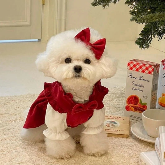 ペット服 クリスマススカート秋冬小型犬ペット猫服