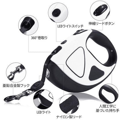 新商品プロモーション，数量限定 新品 リード 犬 伸縮 5m 頑丈 犬用リード ペットリード イヌ LED ライト新品 リード
