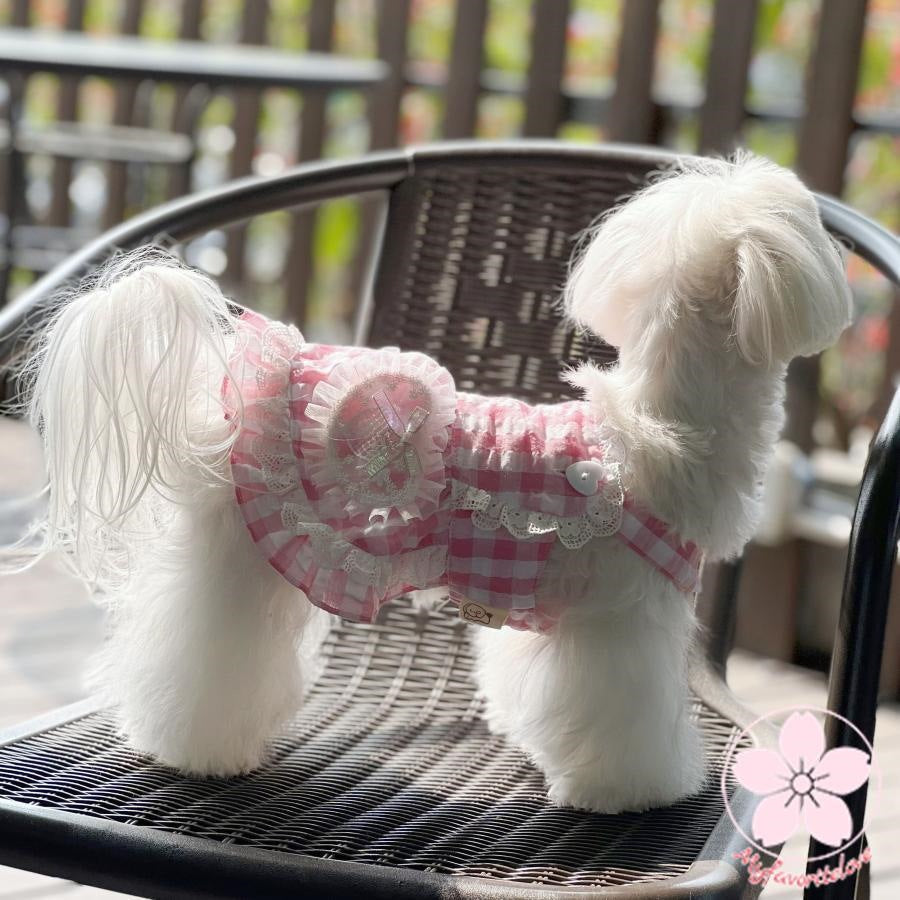 万能流行感 ぺット 服 安い 犬 春 夏 チェック フリル キャミソール かわいい 可愛い ハイブランド 猫 ドッグ ウェア