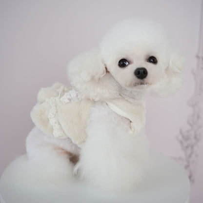 犬の服ペット犬秋冬モデル模造ウサギ毛ホルタードレス猫コールドコート クマテディコート