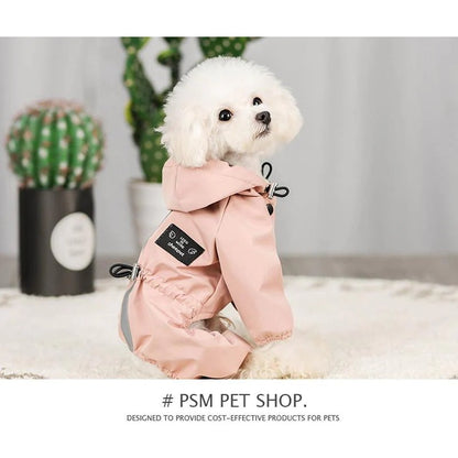 ペット服 ドッグウェア レインコート 犬の服 犬服 パーカー フード付き 四足 小中型犬用 雨服 雨具 雨の日 防水 雨具 お散歩 梅雨対策 メール便 着脱簡単