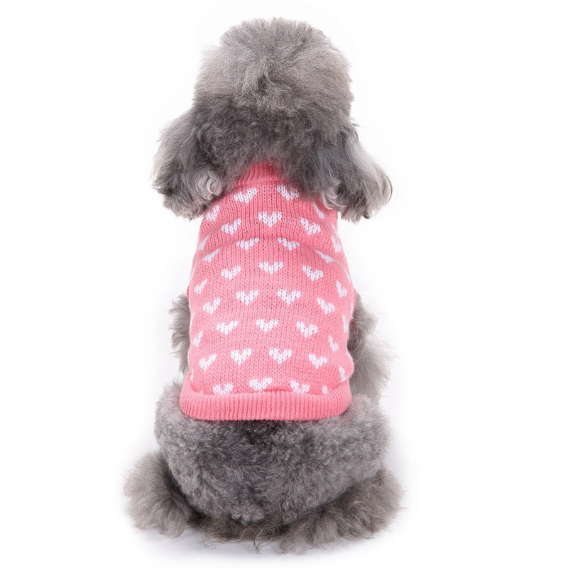 人気 可愛い ペット服 秋冬暖かいレッドピンクハート犬の服セータースカート休日クリスマス新年ペット服