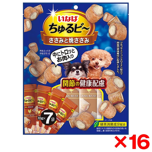 <a href="https://www.qoo10.jp/gmkt.inc/Search/brand.aspx?brandno=77771" target="_blank" class="title_brand" id="btn_brand" title="いなばペットフード">いなばペットフード</a>16個セット いなば ちゅるビ～ ささみと焼ささみ 関節の健康配慮 10g×7袋