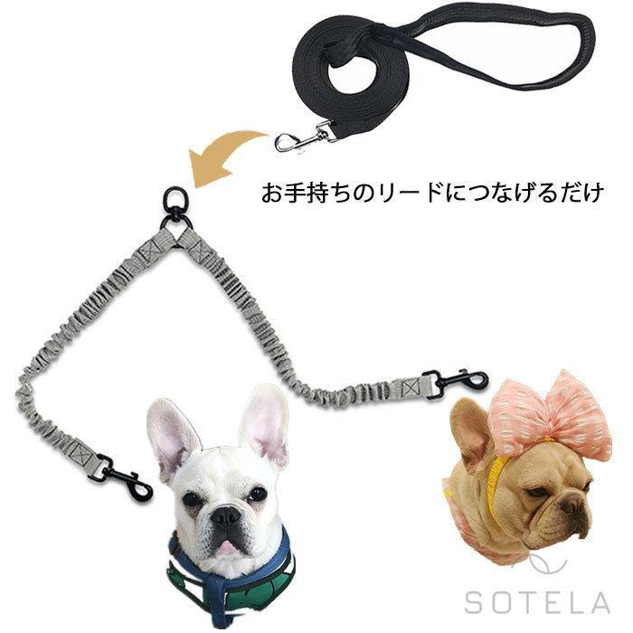 伸縮リード お散歩用 2頭引きリード ツインリードフレンチブルドッグ 中型犬 ラクラク 多頭飼い