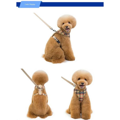 新商品プロモーション，数量限定 多数犬 ハーネス リード付 ペット 服 タータンチェック ウェアハーネス 胴輪 キャット ドッグ メッシュ チェック多数犬 ハーネス