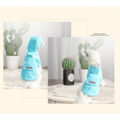ドッグウェア レインコート 犬の服 犬服 雨服 雨具 パーカー フード付き 四足 小中型犬用 雨の日 防水 雨具 お散歩 梅雨対策 犬用品 着脱簡単